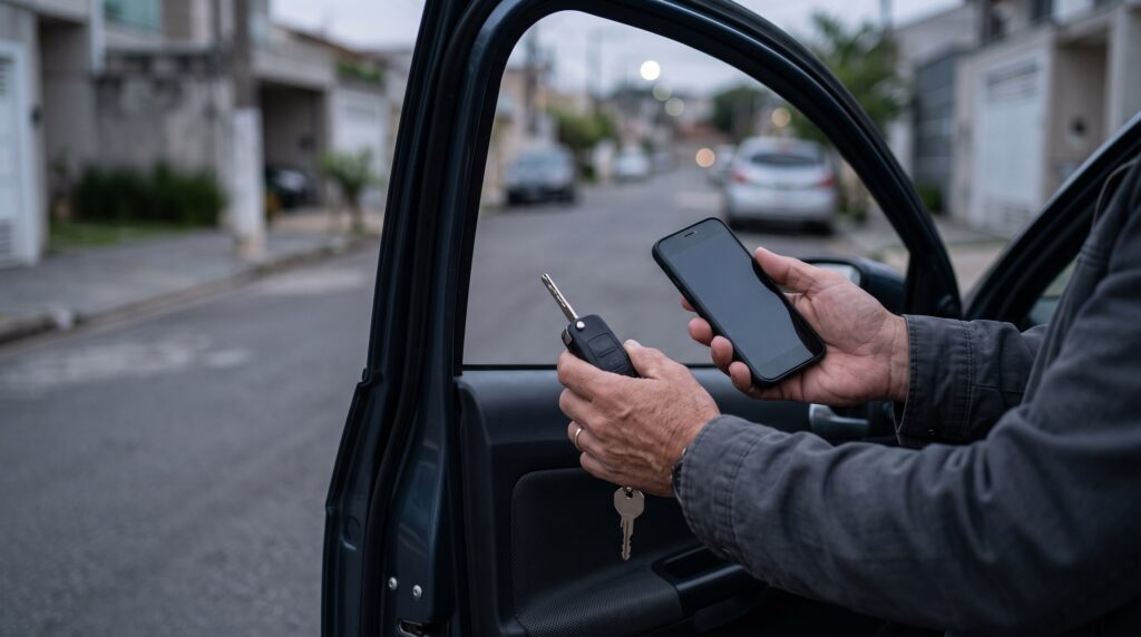 Condutor consulta situação de trânsito pelo celular em dúvida sobre artigos 165, 165-A e 306 do CTB