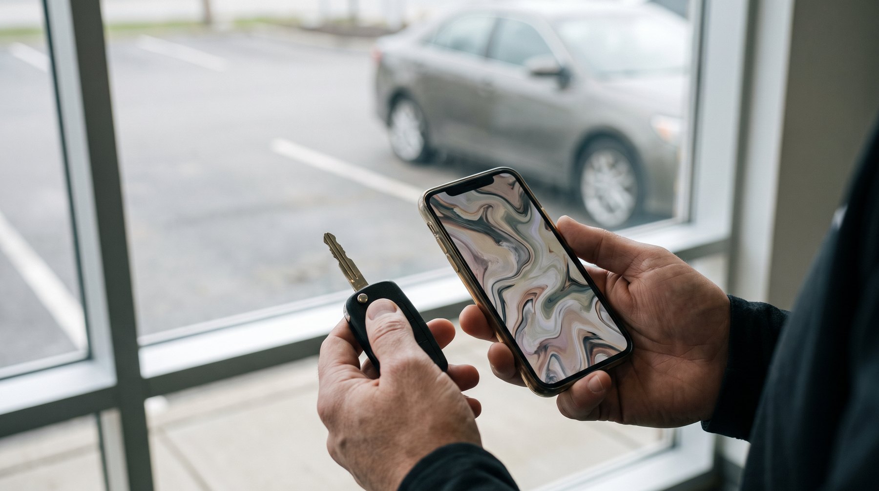 Chave de carro e celular em orientação após busca e apreensão de veículo